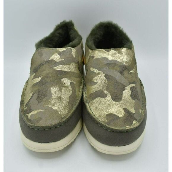 Sperry Womens 9.5 Moc-Sider Olive Metallic Camo Microfleece Lined Slip On Shoes - Picture 7 of 10